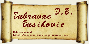 Dubravac Bušiković vizit kartica